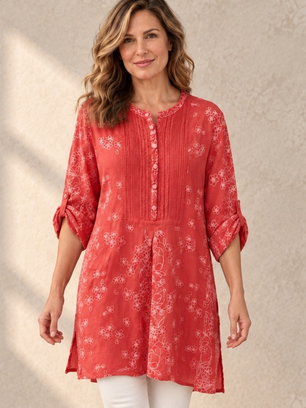Johnny Was Birdie Marisol Tunic in Passion Fruit, XL/originally US$388